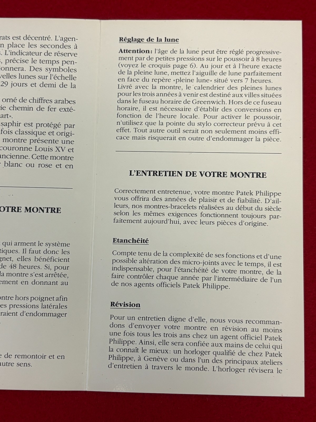 PATEK PHILIPPE 5015 ORIGINAL FACTORY INSTRUCTION MANUAL – FRENCH PRINT