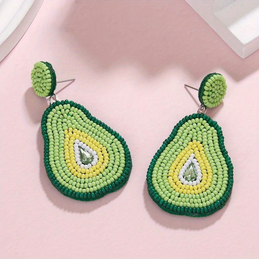 Bohemian Seed Beads Woven Fruit Pendant Earrings for Women Fashion Jewelry GIft
