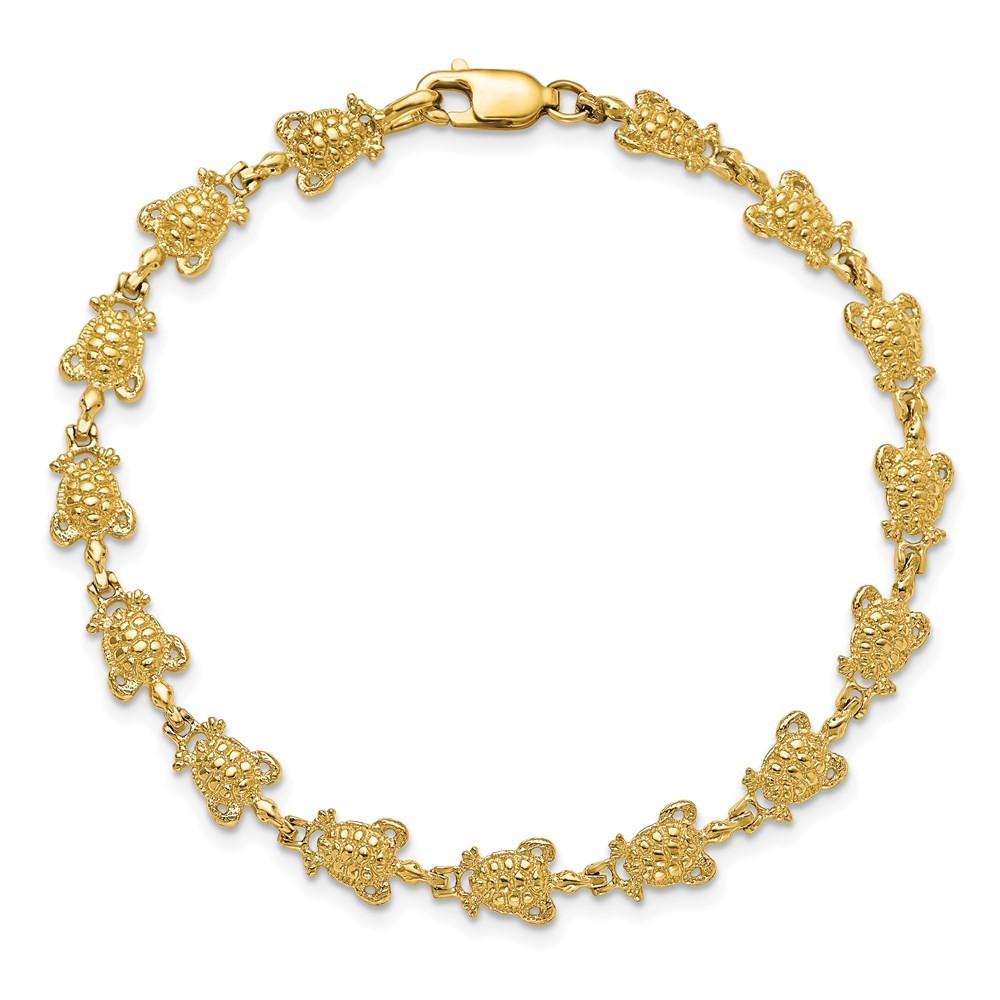 14k Yellow Gold Polished Turtle Bracelet 7.25″ 5.59gm