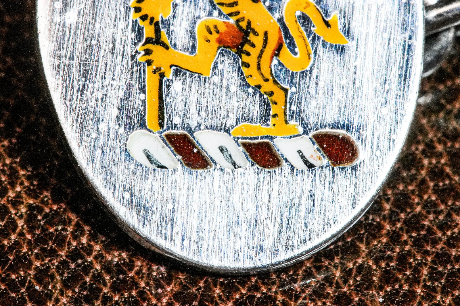 Striking Hand Painted Enamel Sterling Silver Antique English Cufflinks Armorial