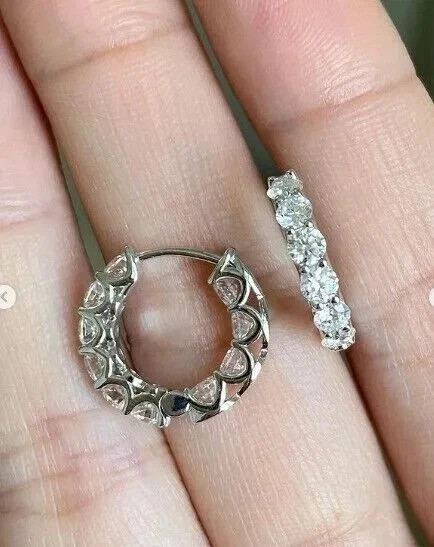 2.00Ct Lab Created Diamond Huggie & Hoop Women’s Earrings 14K White Gold Plated