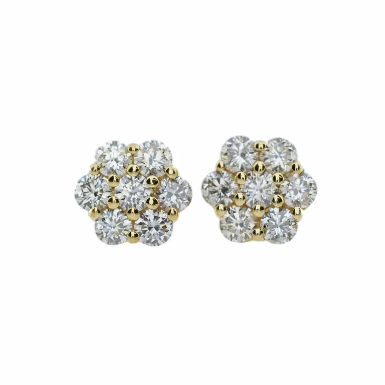 In 14k Yellow Gold Screw Back 0.70CT Round GH/SI Natural Diamond Stud Earrings