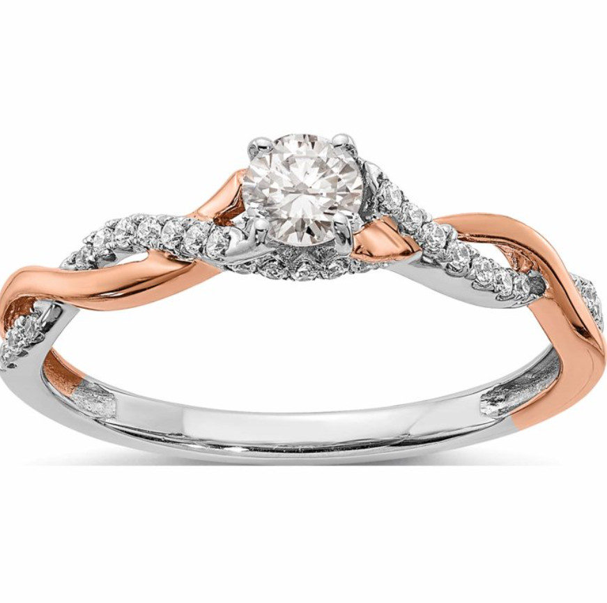 Enchanted Disney Round Twisted Shank Solitaire Engagement Ring In 925 Silver