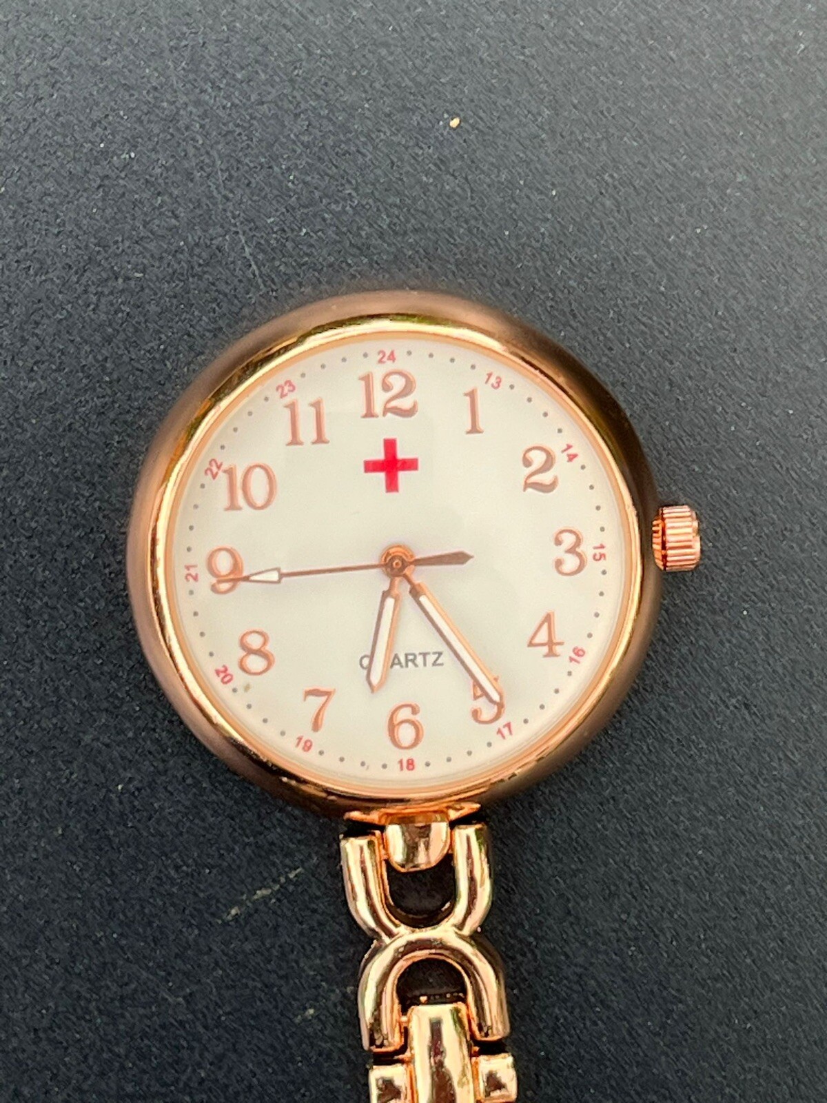 Nurses Fob Watch Rose Gold Finish -Nice Quality -New Silver Oxide Battery Fitted
