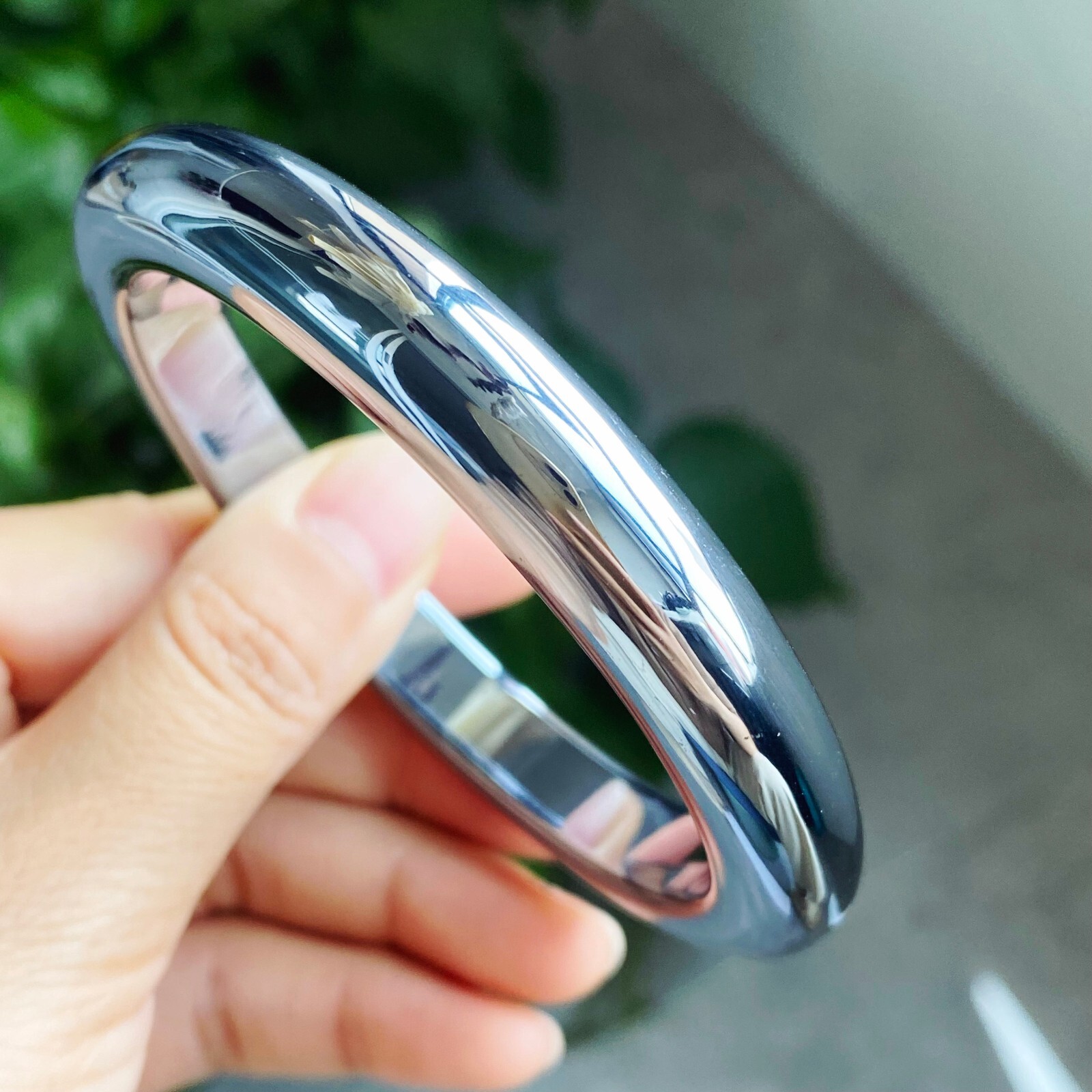 63.5mm Natural White Terahertz Wave Gemstone Bangle AAAA