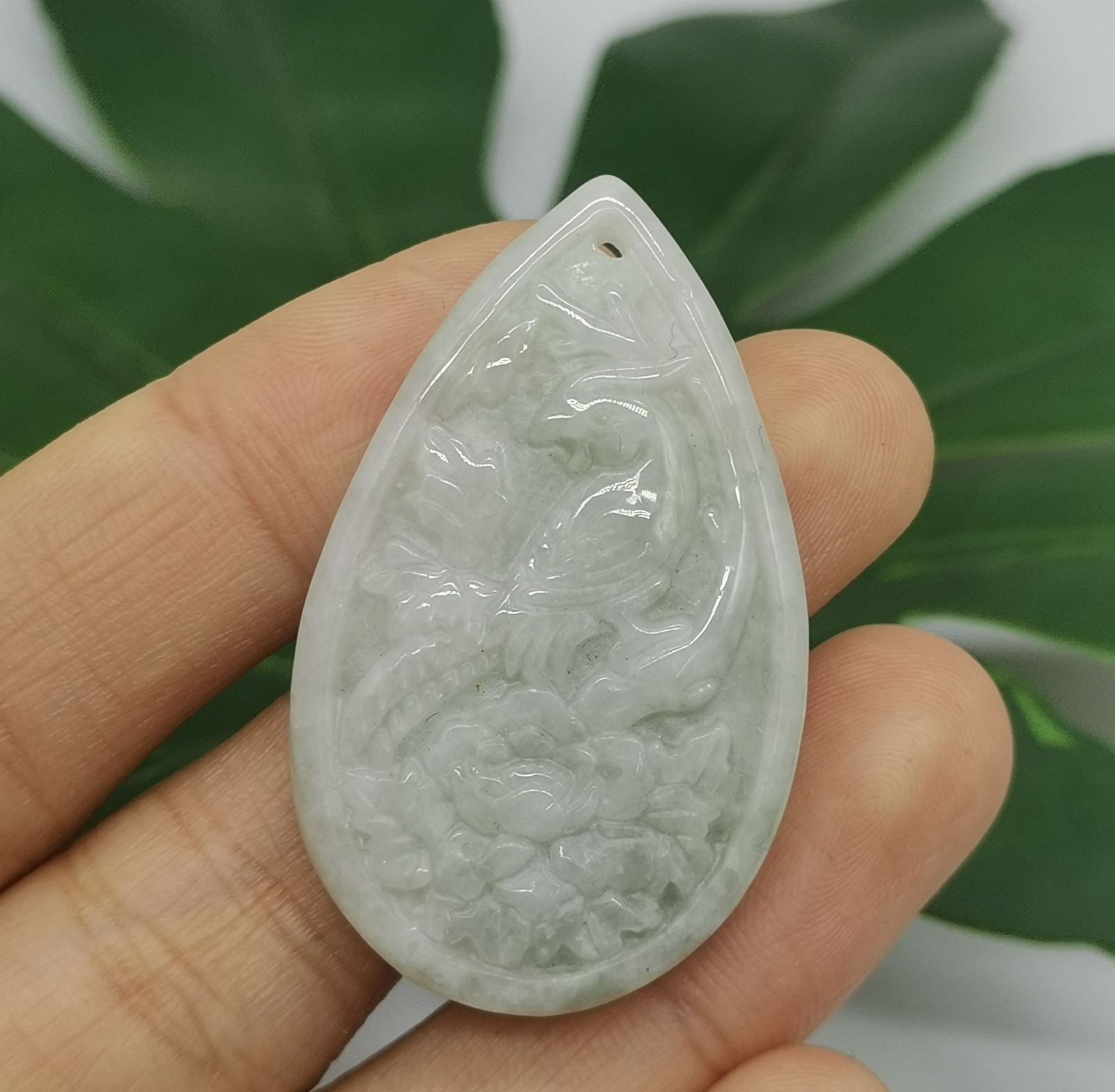 Certified Light Green A Jade Jade Jadeite Phoenix Jade Pendant 凤舞九天