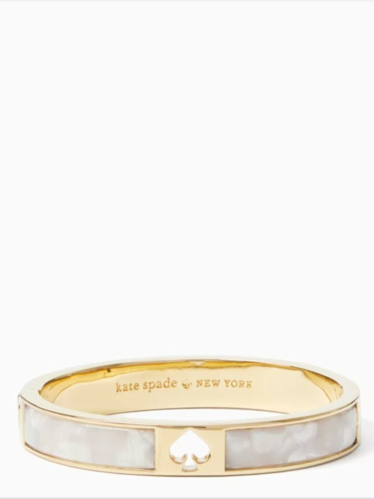 New Kate Spade Women’s Hole Punch Spade Hinge Bangle Cream/Gold