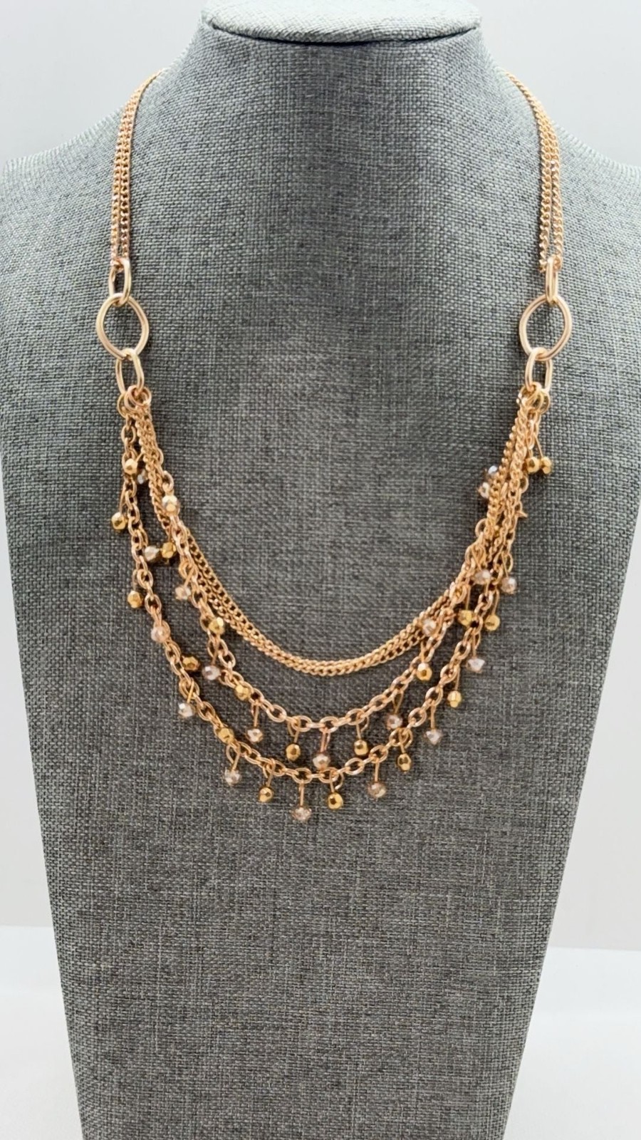 Golden Cascade Layered Charm Necklace – Gold-Tone Multi-Chain Statement Neckla