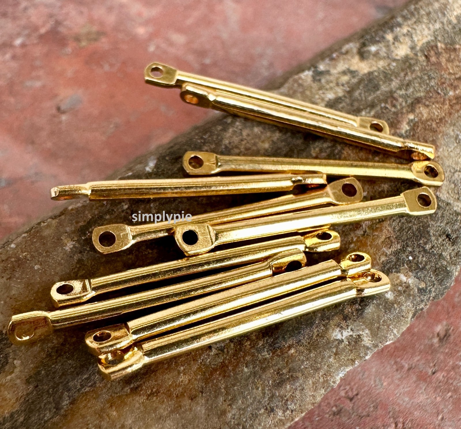 Long Gold Bar Links Set of 10 Size 22x2mm #GARDRW