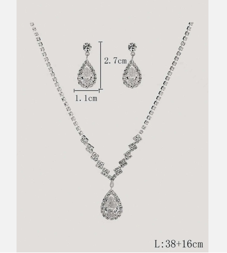 Juego de Collar y Pendientes para Mujer de Plata de Ley S925 Joyería Elegante