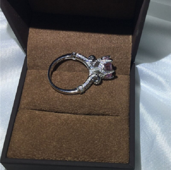 2.30Ct Round Lab-Created Diamond Flower Engagement Ring 14K White Gold Finish