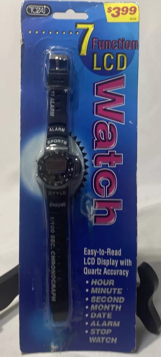 Vintage Tozai 7 Function LCD Digital Men’s Wrist Watch Item NOS As Pictures
