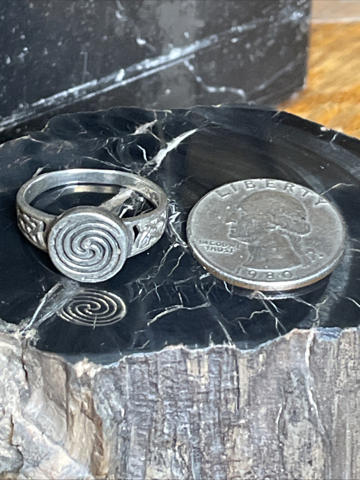 Peter Stone PSCL Sterling Silver Celtic Spiral Ring Size 9.5