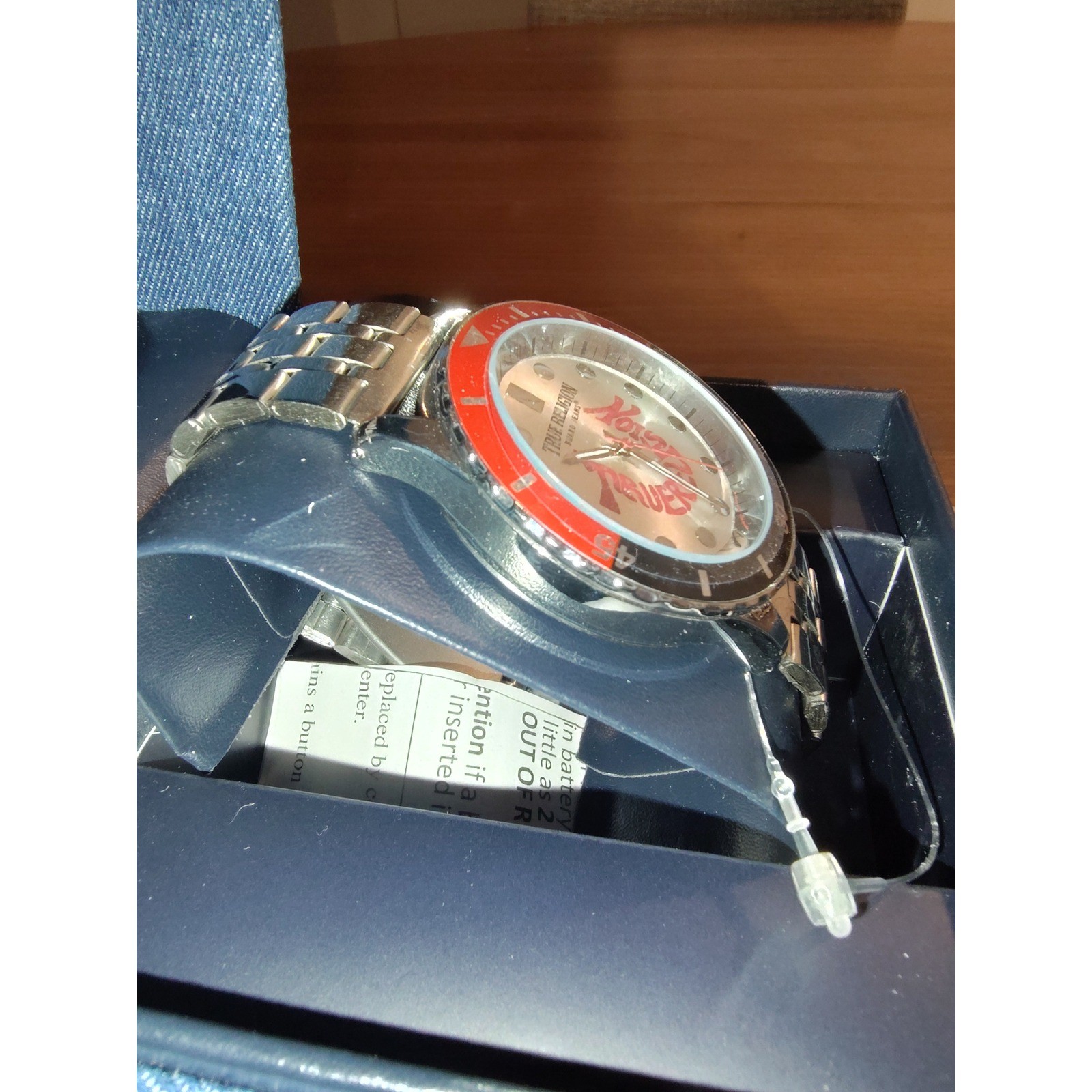 True Religion Mens Watch Silver Red Black Diver Style Stainless Steel New in Box