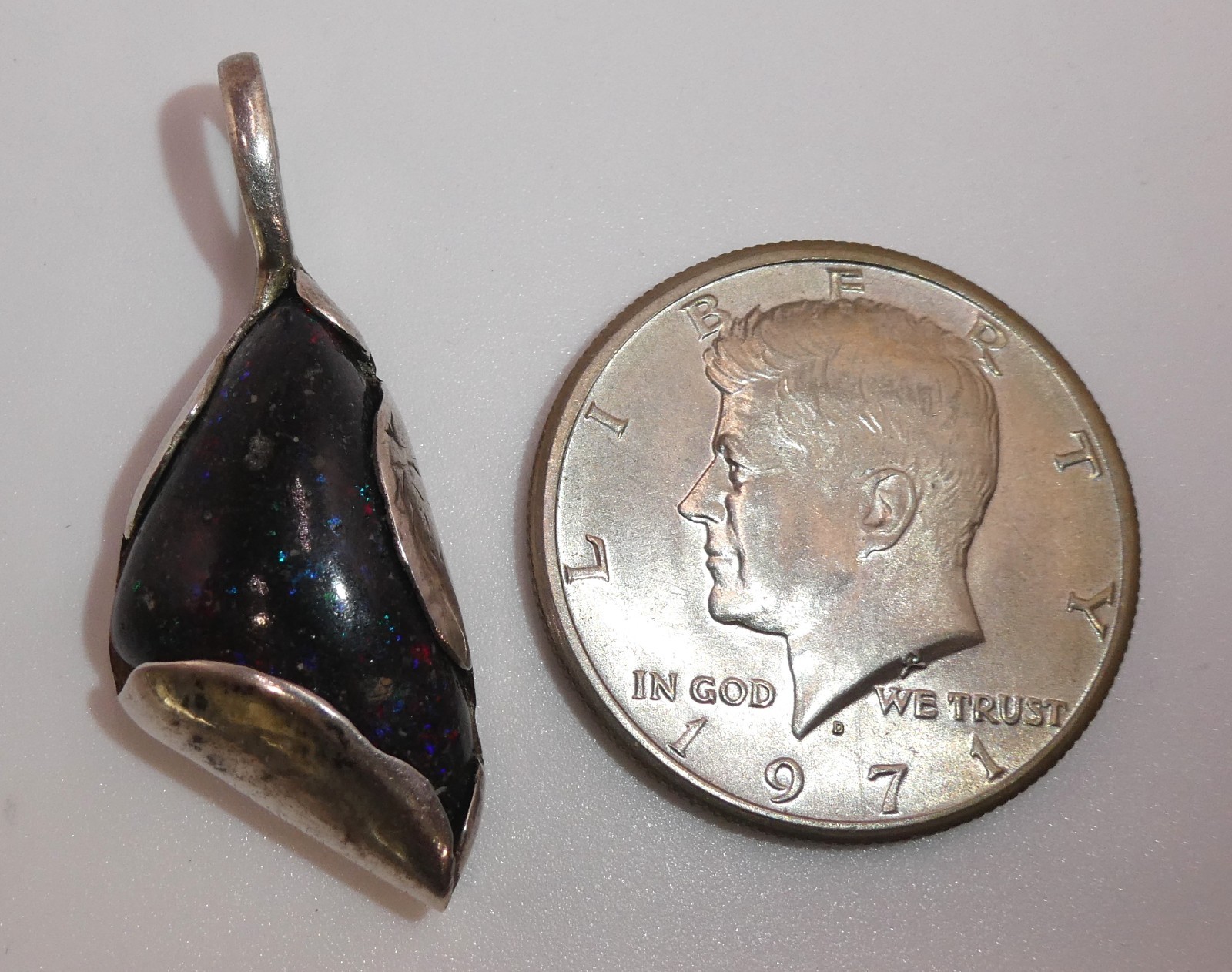 Sterling Silver Pendant Black Matrix Fire Opal Handcrafted Artisan Studio OOAK