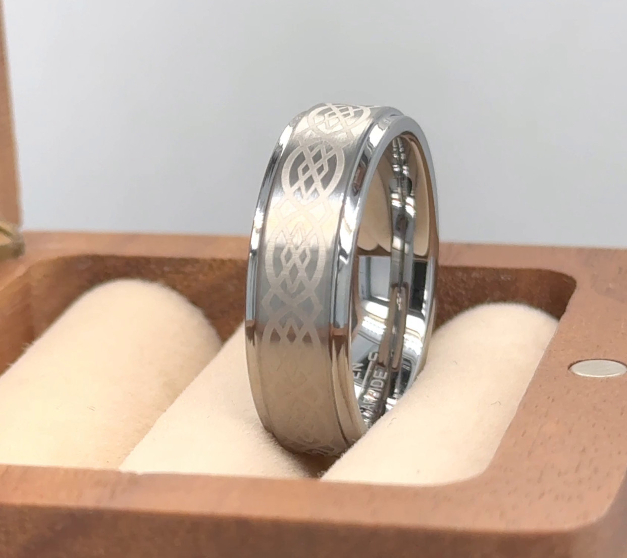 Celtic Pattern Daily Wear Ring Celtic Anniversary Band Tungsten Wedding Ring