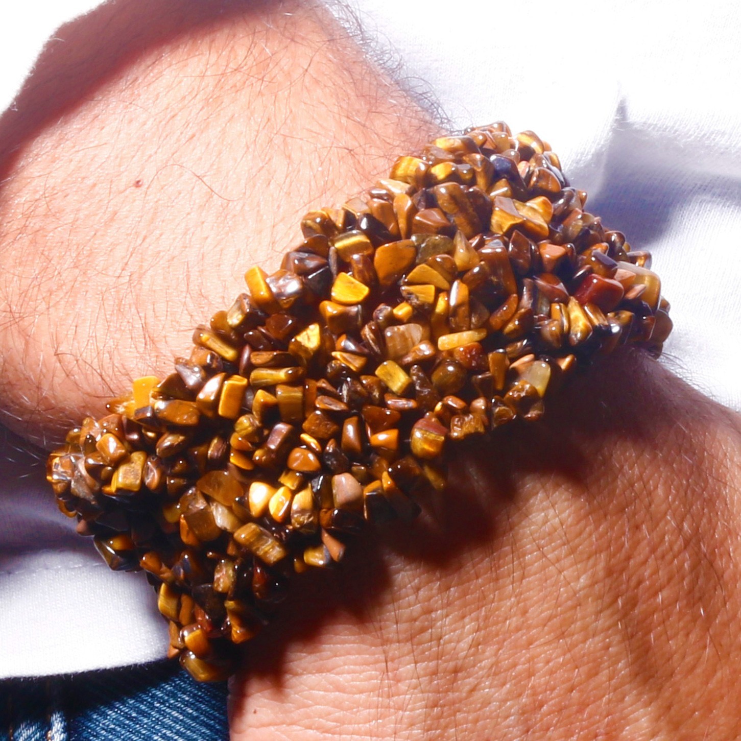 Natural Gemstone Chip Stretch Bracelet 7.5″ Multi Strand Choose Stone