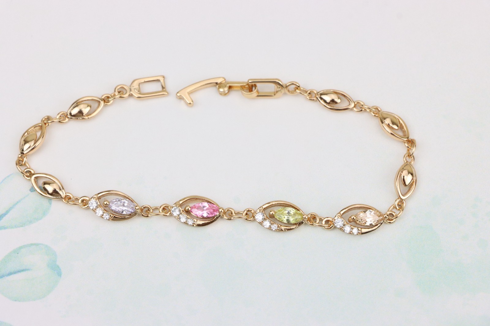 with Multicolor Stones and Crystals, XPBL0789 Rose Gold Bracelet