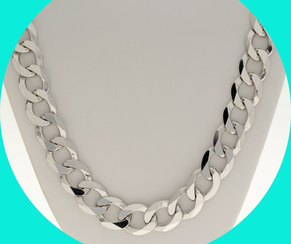 2.3 Ounce 10.6MM SOLID Sterling Silver Flat Curb Link Chain Necklace 26” Long