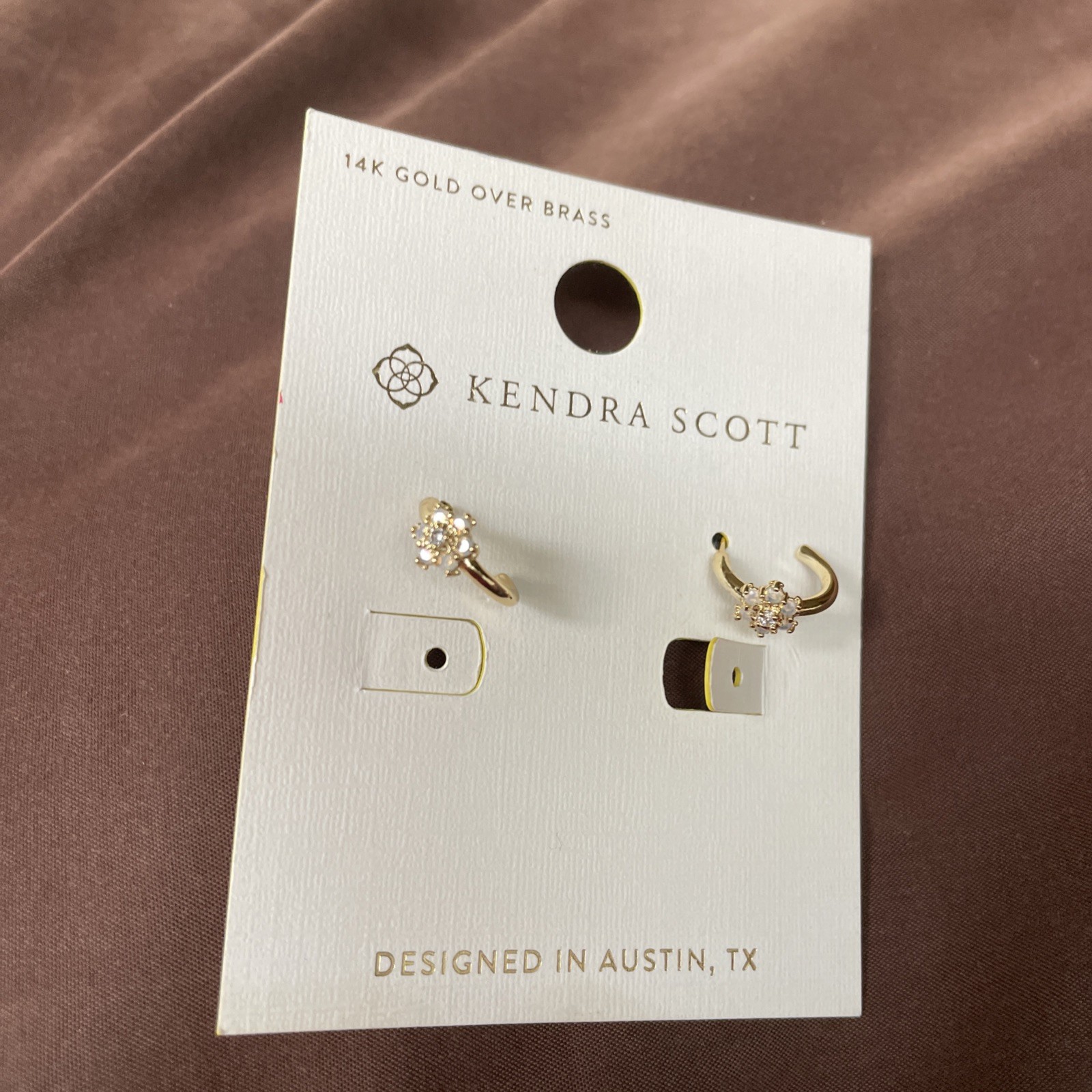 Kendra Scott 14K Gold Over Brass AYLSSA Post Hoop Earrings Floral T1790