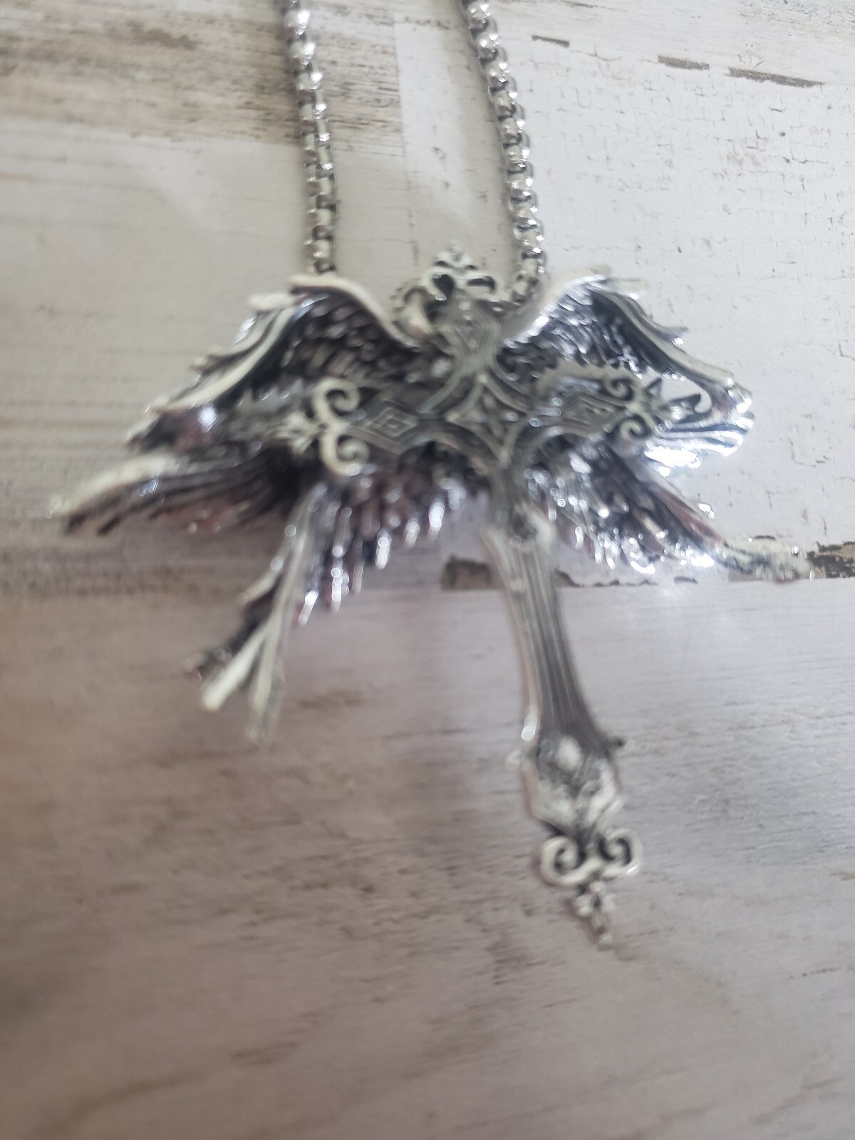 Cross necklace angel wings jewelry spiritual religion gift man women men god