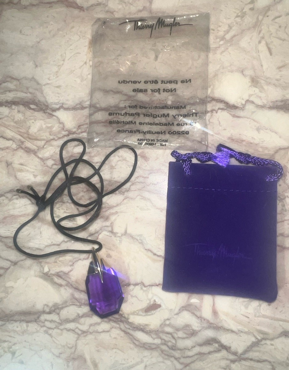 Rare Thierry Mugler Alien Perfume GWP Purple Talisman Pendant Necklace Crystal