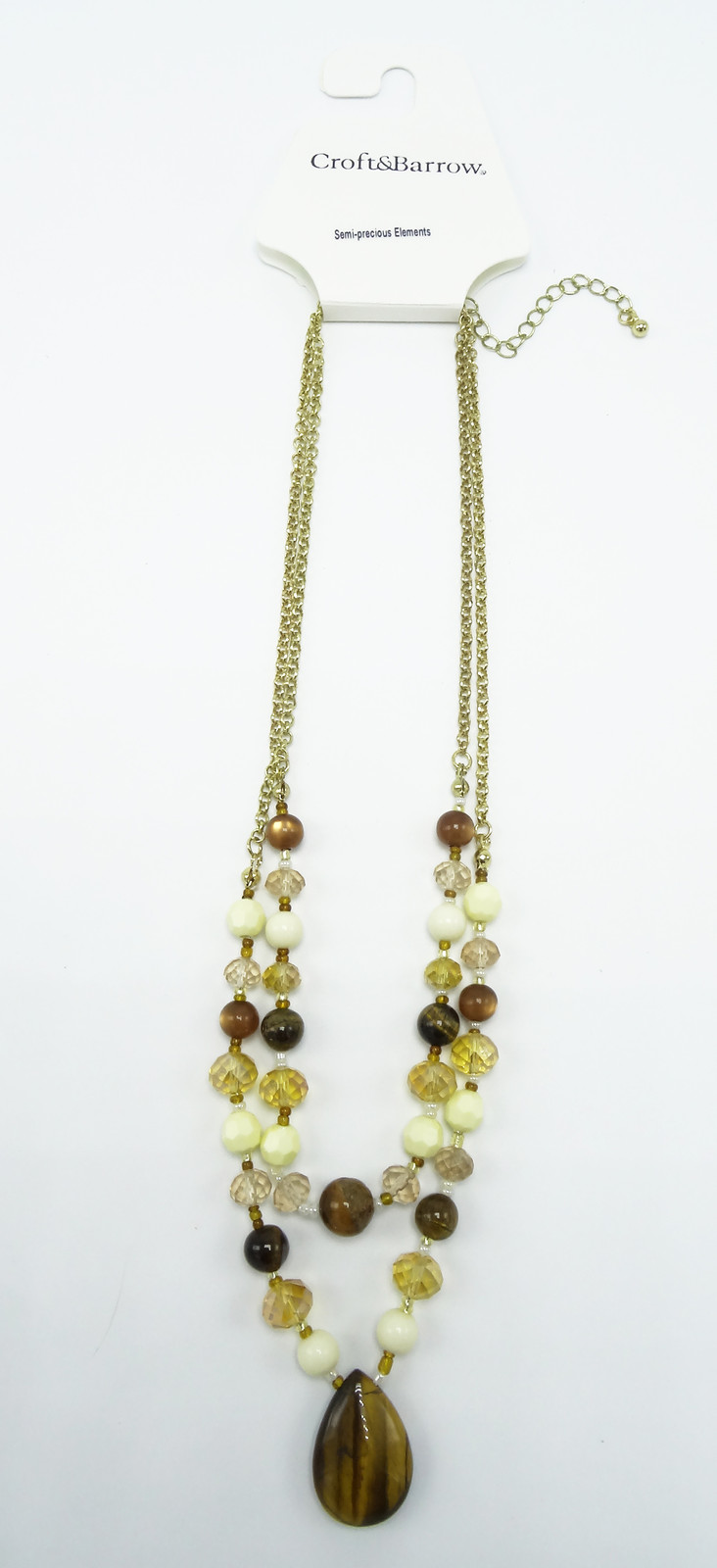 Beautiful New Multi Strand Gold Necklace with Semi Precious Stones #N1054