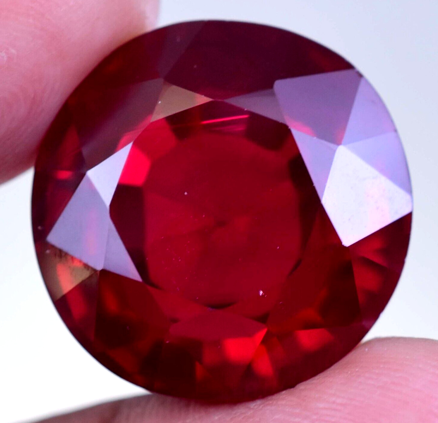 50.00 Ct Natural Mozambique Blood Red Ruby Certified Flawless Round Gemstone