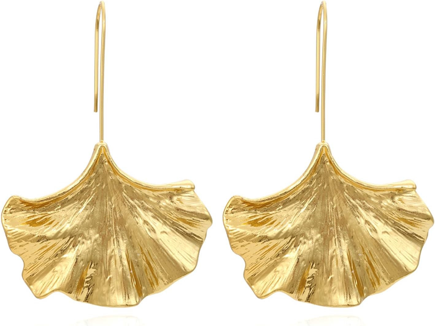 Ginkgo Leaf Earrings Silver Plated Boho Vintage Leaves Flower Plant Gold