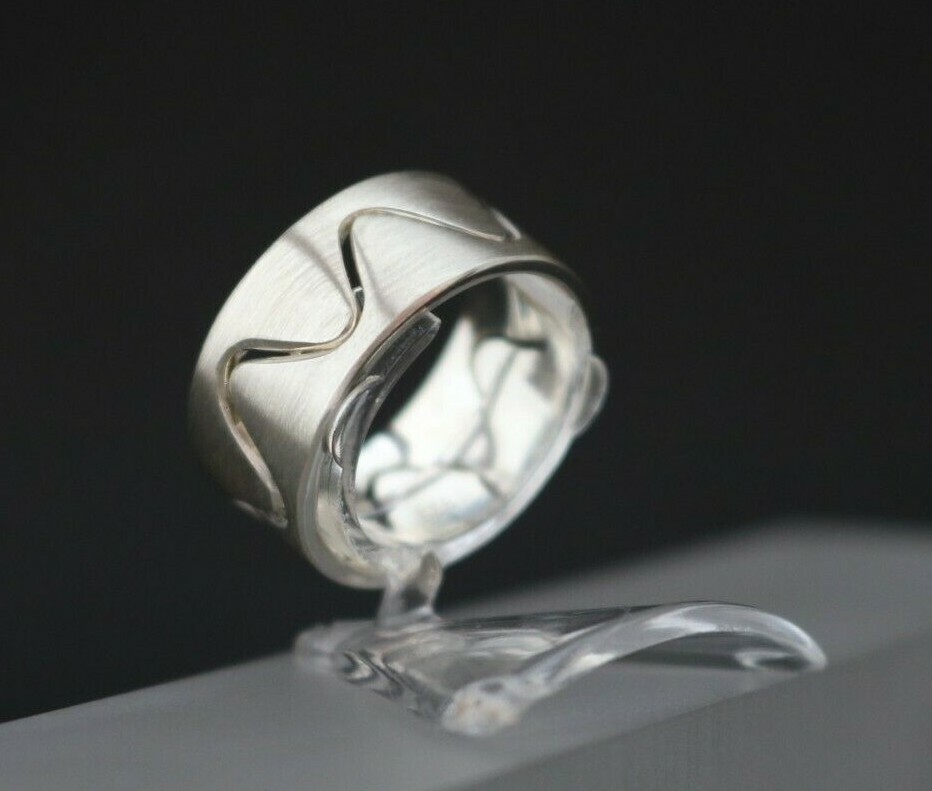 Silver Ring 925 Prong Wave Ring – 2 Interlocking Rings – Band Ring Women Jewellery