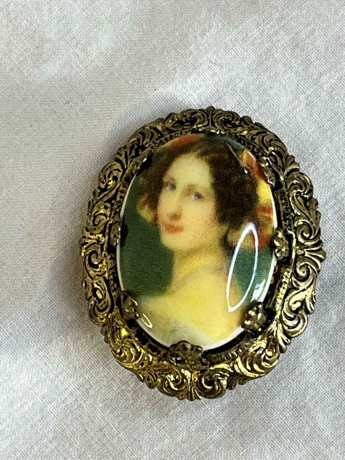 Vintage West Germany Porcelain Woman Necklace Pendant and Earrings Bridgerton St
