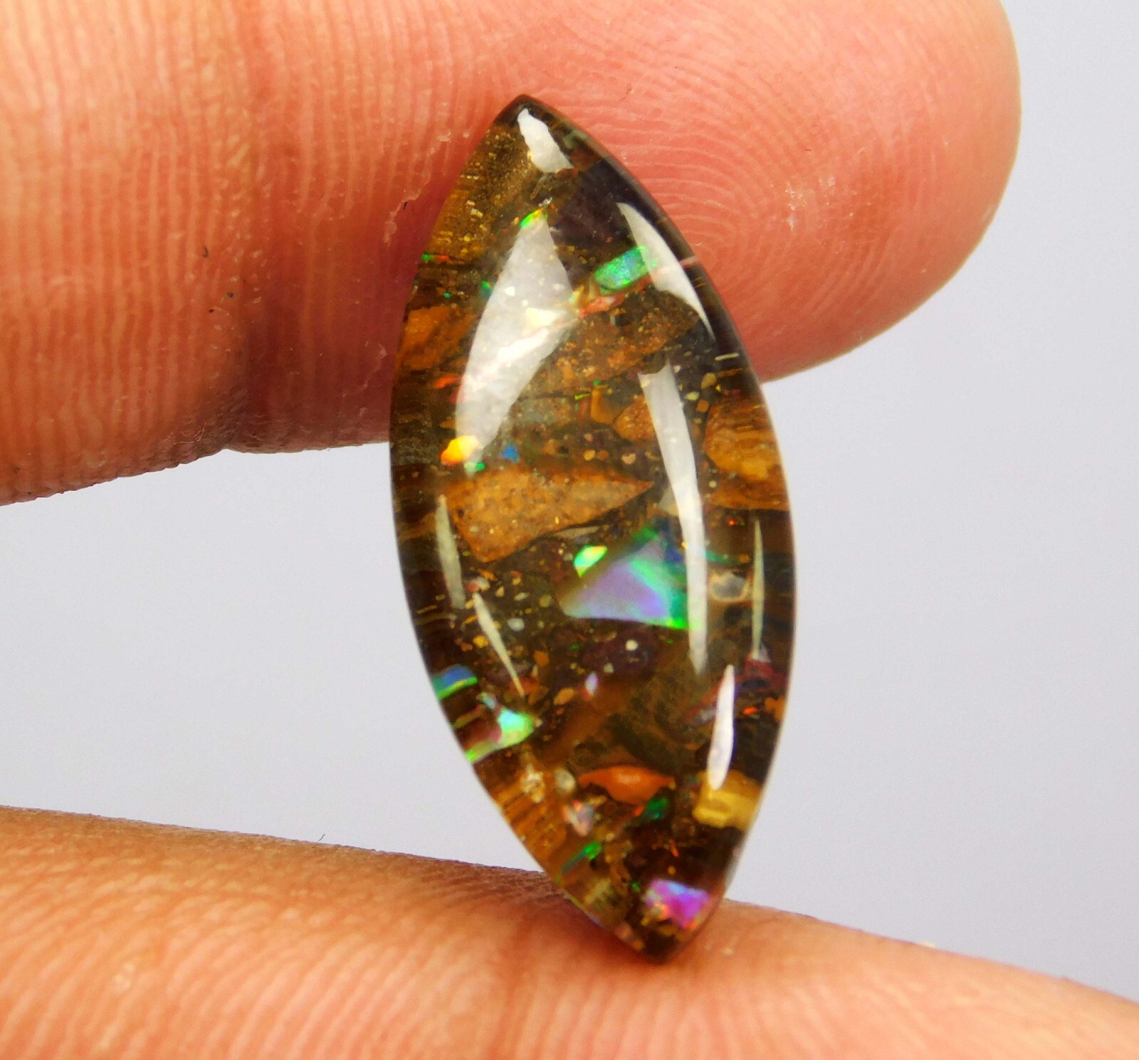 Australian Koroit Boulder Opal 9.35 Ct Marquise Cut Polished Natural Gemstone