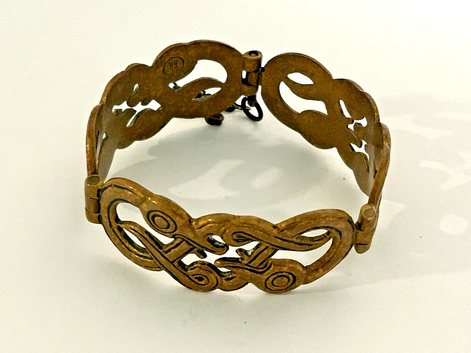 1970s Bronze Hinged Bangle Bracelet from Finland Repro of Mythological Iku-Turso