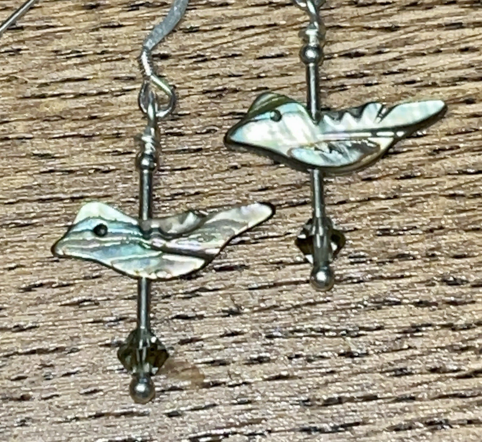Sterling Silver Swarovski Crystal & Abalone Shell Earrings – Windsong OOAK