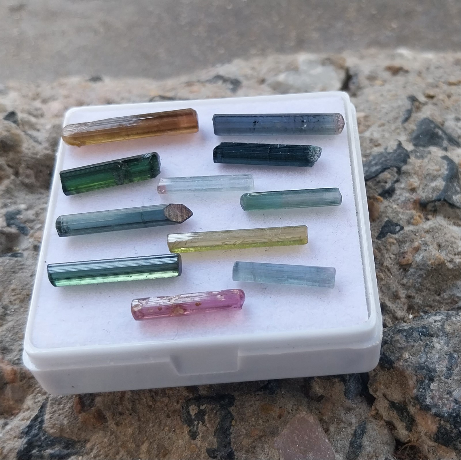 24 Ct 15 to 21 MM Natural Multi Color Tourmaline Raw Rough Pencil 11 Piece Lot