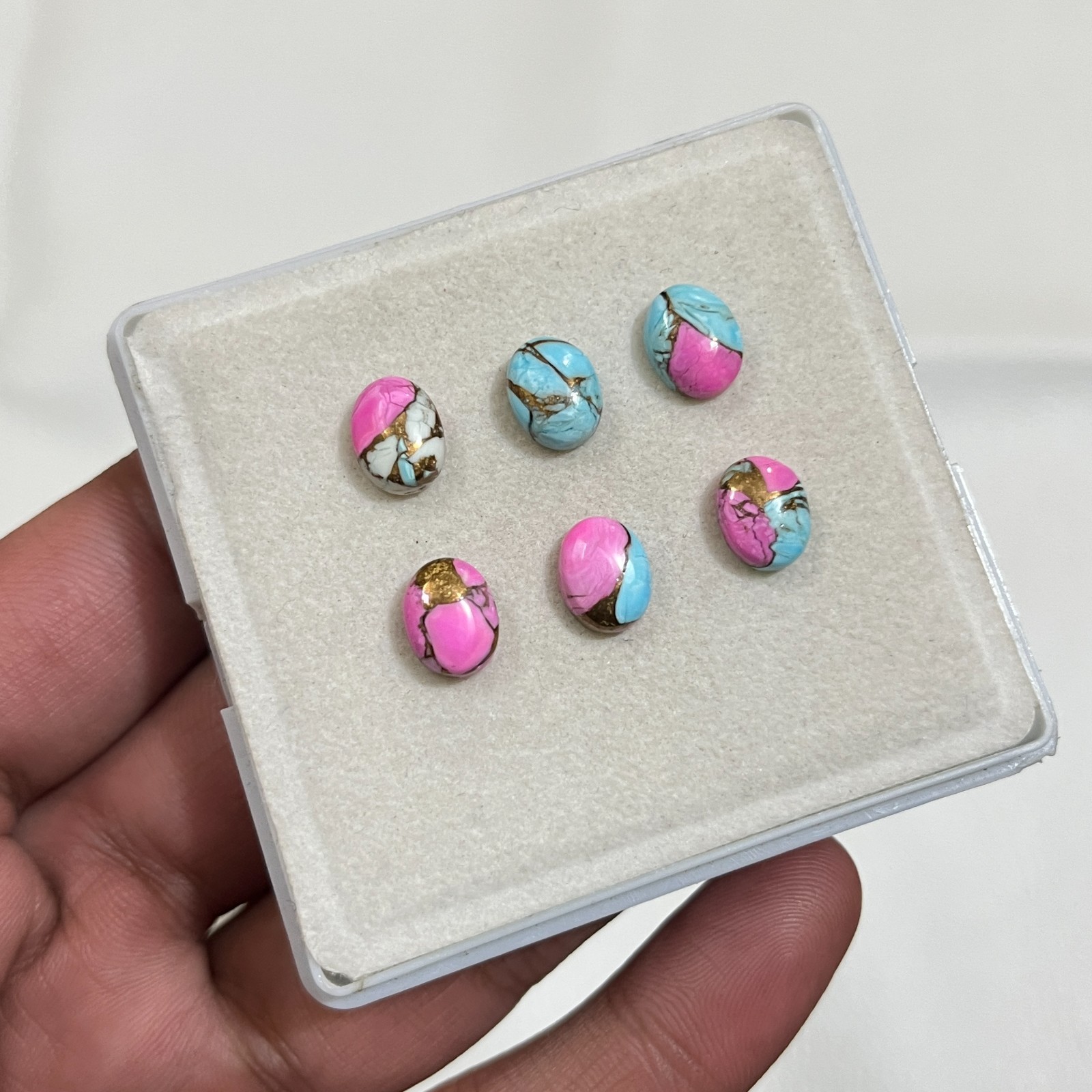 AAA+ Cotton Candy Turquoise Oval Cabochon Gemstone for Jewelry Making