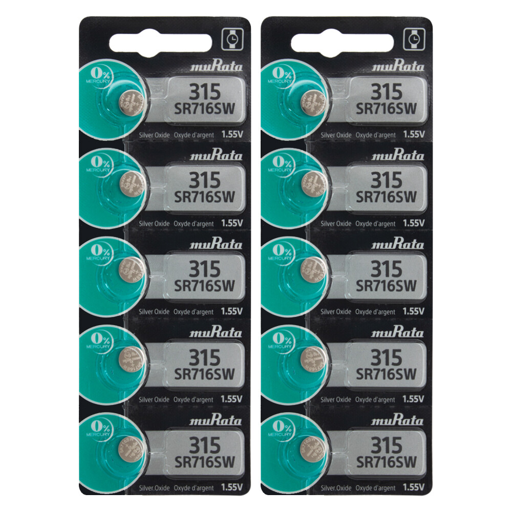 Murata Silver Oxide 315 1.55V Batteries 10 Pcs – Replaces Sony