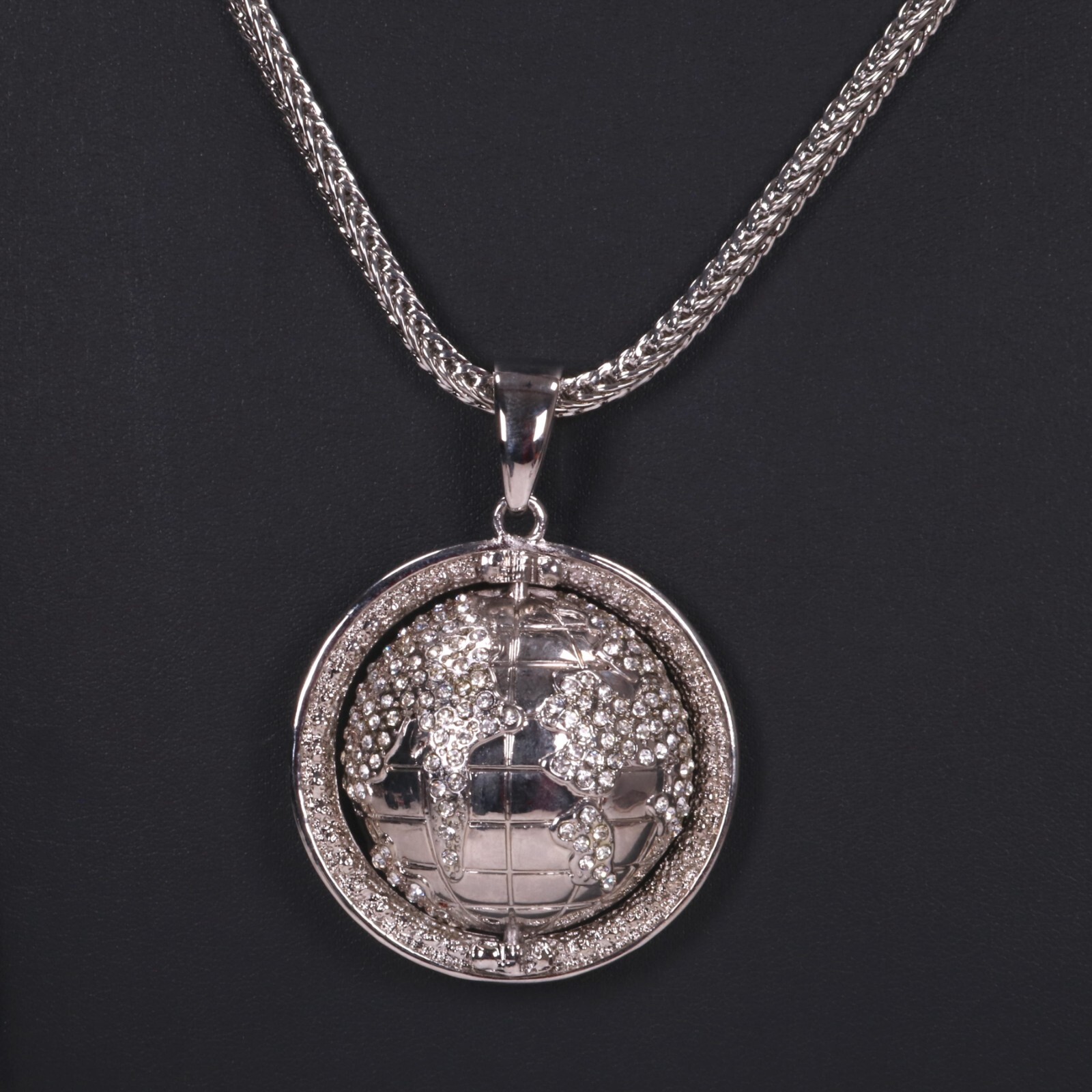 Hip Hop Iced Earth Pendant Bling Necklace 38″ Franco Chain