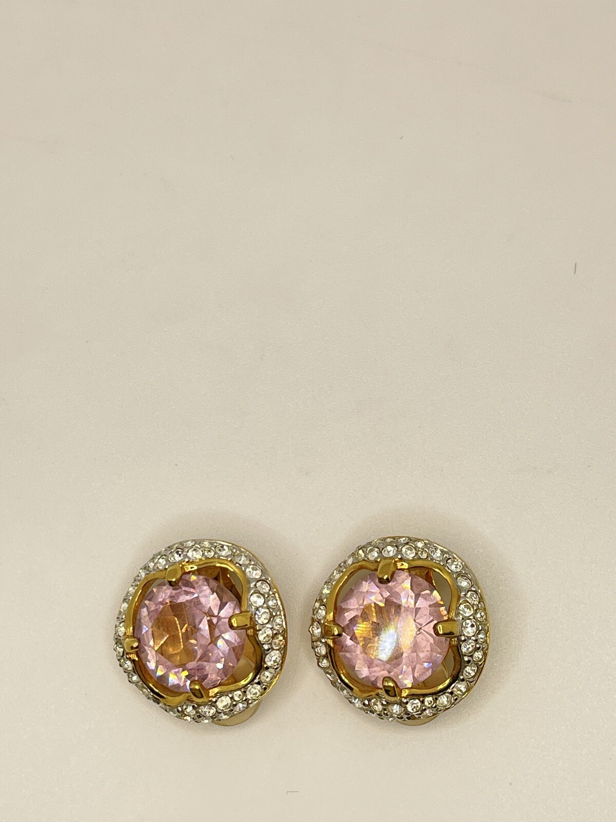 Vintage Swarovski Pink, Lavander Crystal Clip Earrings