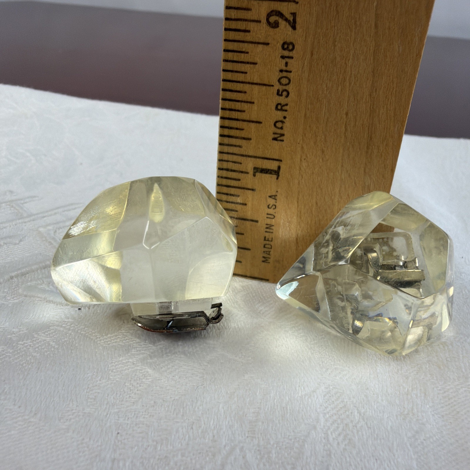 Vintage Clear Lucite Plastic? Clip On Earrings