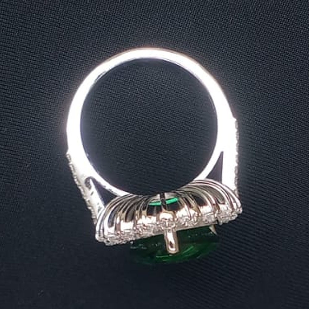 7.80Crt Pear Cut Natural Emerald and Diamond Wedding Ring 18K White Gold Plated