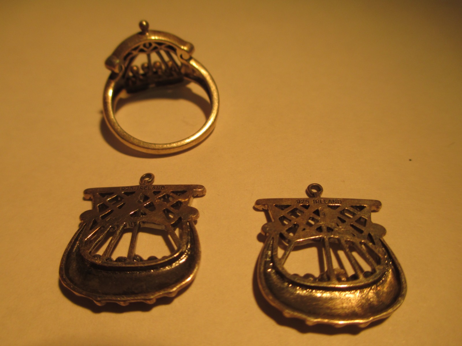 Ireland 925 Sterling Viking Ship ring and charms