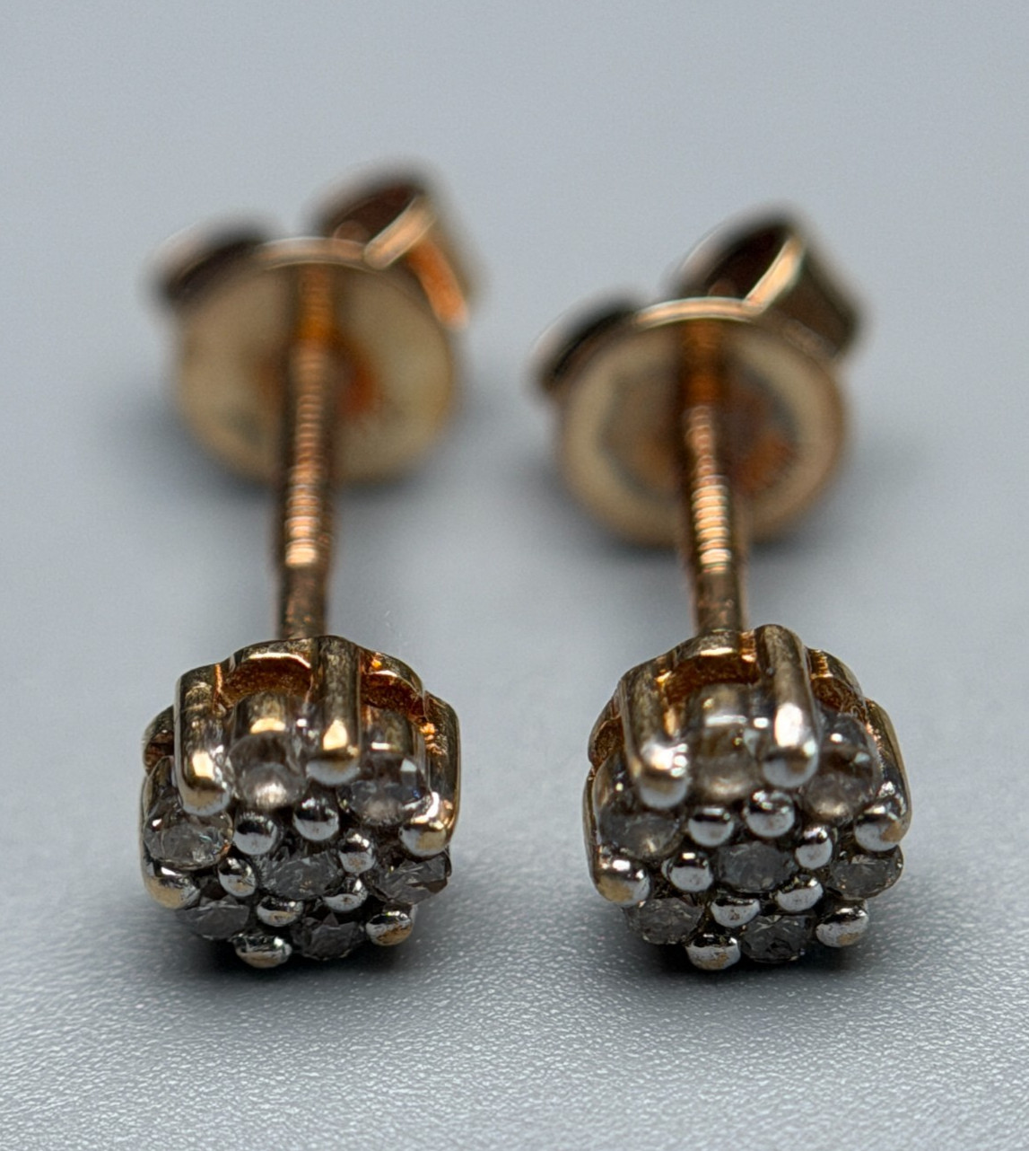 Women’s 10K Yellow Gold Honeycomb Diamond Stud Earrings