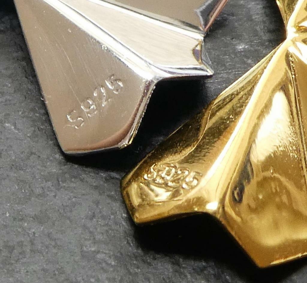 Gold Plated Sterling Silver Geometric Faceted Shapes Stud Earrings Modern Unique