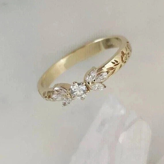2CT Roud Cut Lab Created Diamond Solitaire Wedding Ring 14K Yellow Gold Over