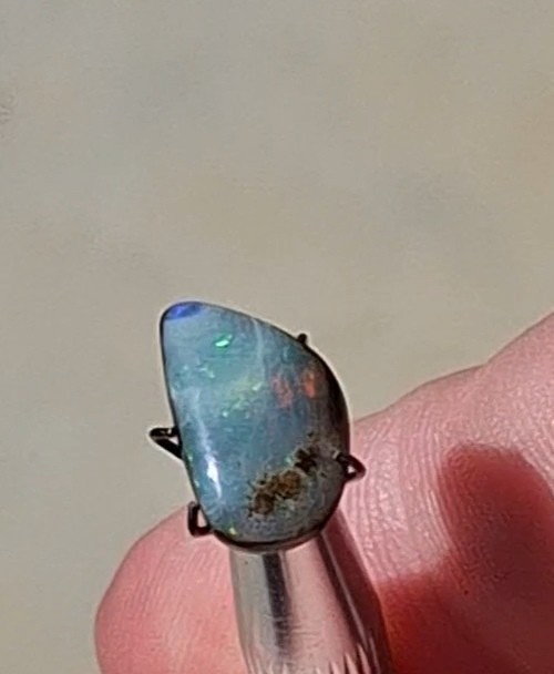 3.7ct Queensland Boulder Opal Natural Opal Gem, multicolour crystal faced.