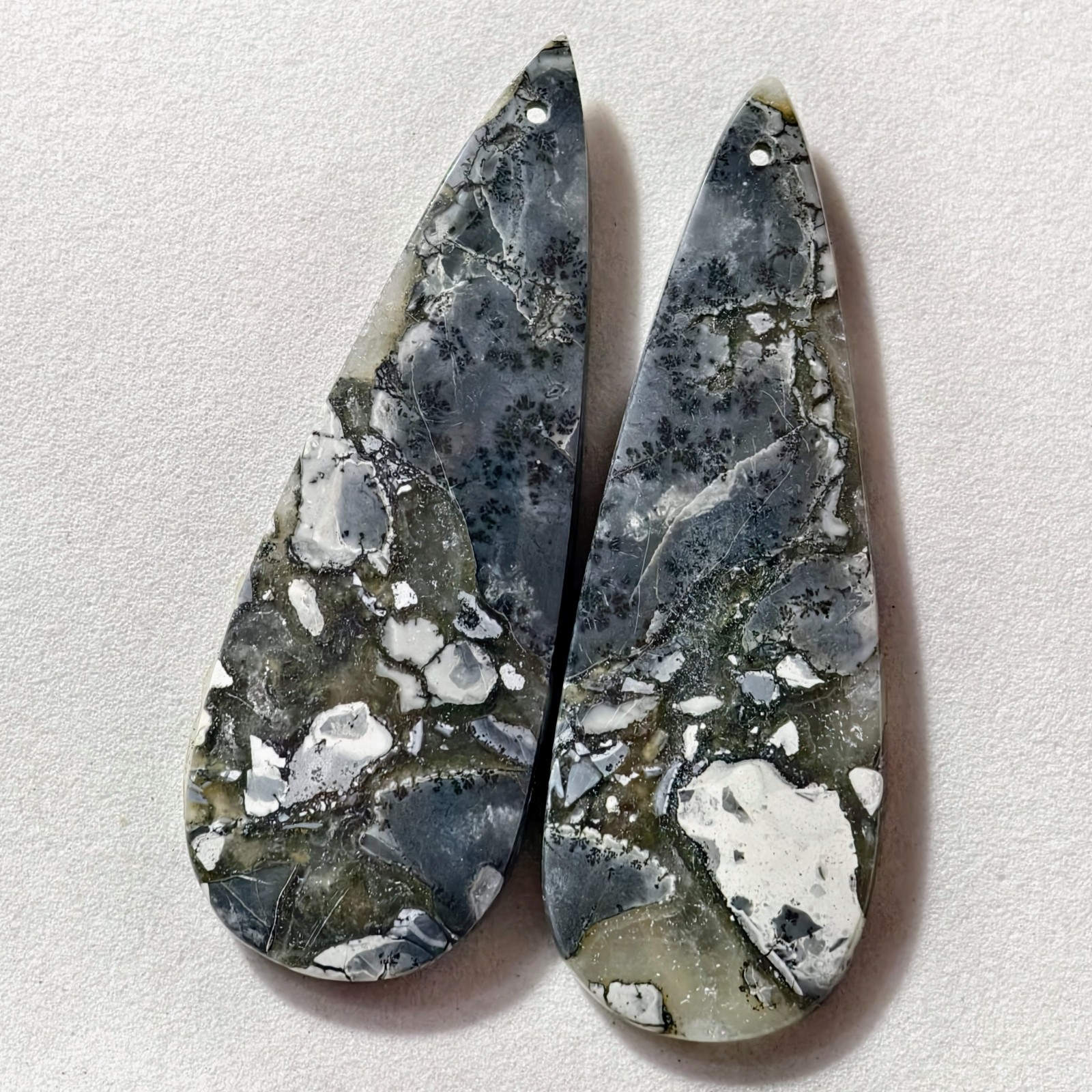 53 Cts Natural Maligano Jasper Drilled Pair Cabochon Gemstone 47.5 X 16.6 MM