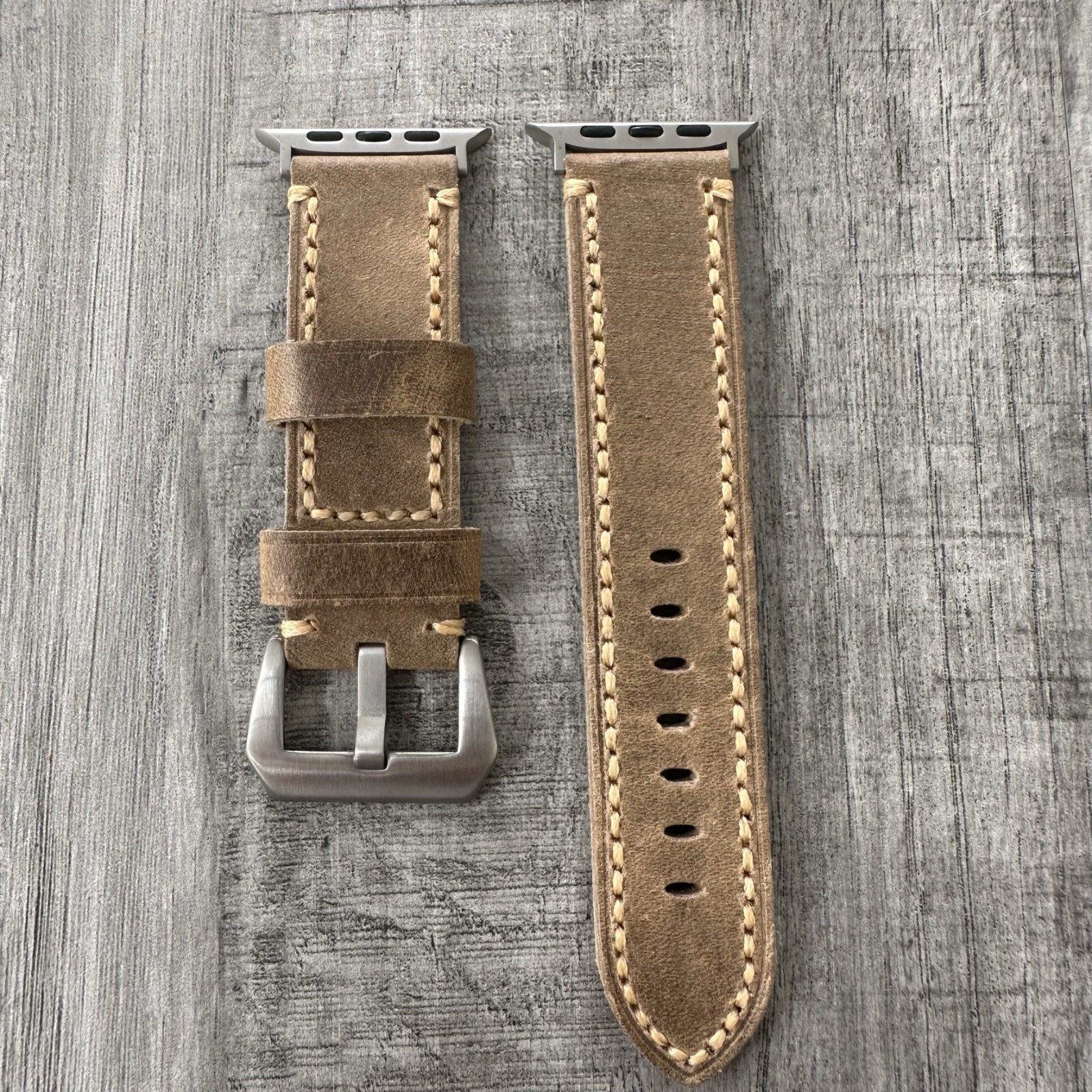 For Apple Watch Ultra 1 2 49mm 45/44mm Thick Distressed Brown Leather Watch Band