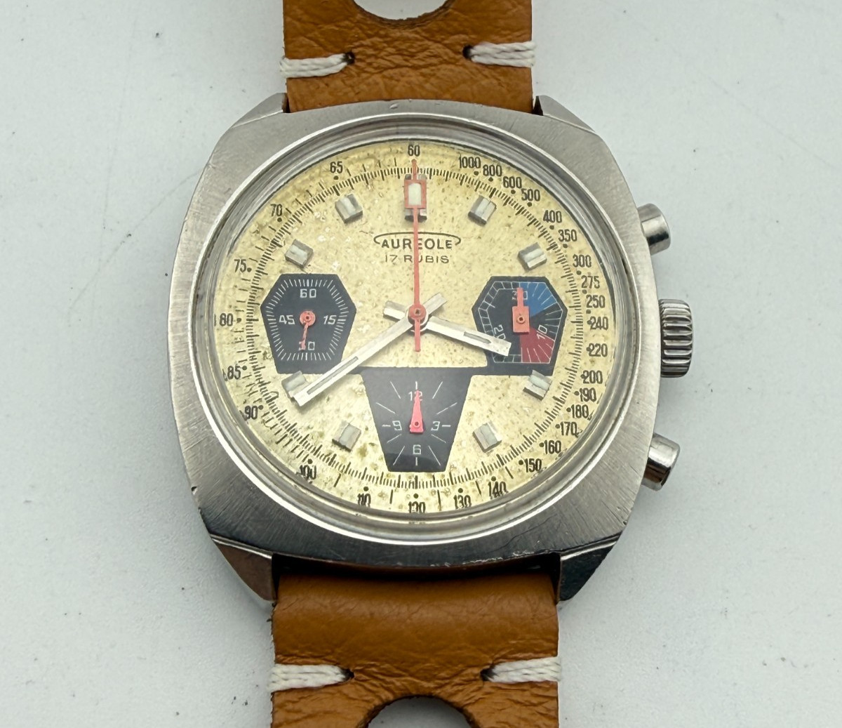 VINTAGE AUREOLE CHRONOGRAPH VALJOUX 7736 38 MM MANUAL WIND