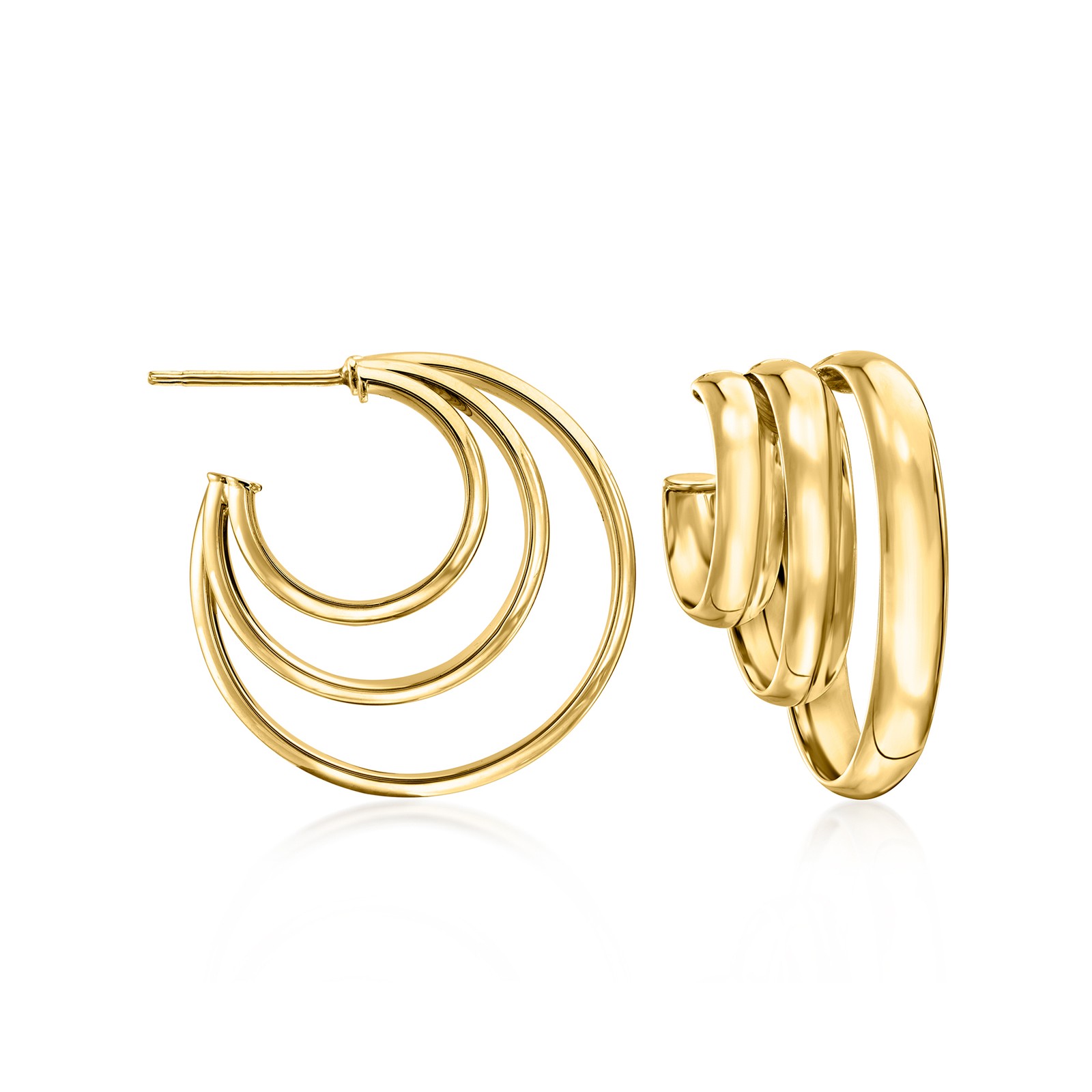Ross-Simons Italian 14kt Yellow Gold Triple C-Hoop Earrings. 7/8 inches